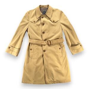 Vintage Christian Dior Trench Coat Adult LARGE 40R Brown Belted Wool Lined 80s